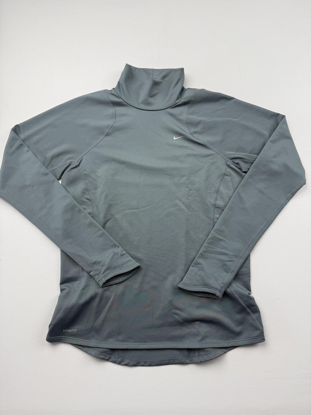 Nike Shirt Girls 12-14 Gray Long Sleeve Mock Neck NikeFIT DRY Running Top